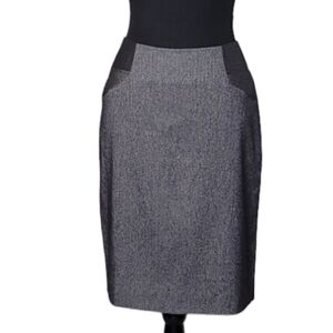Anne Klein Black & Silver Fine Herring Bone Pencil Skirt